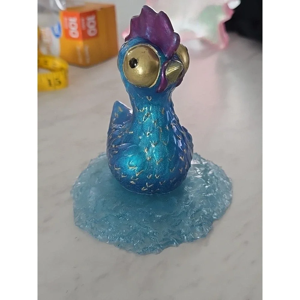 Handmade Resin Chicken On Nest Blue Decoration Gift Paperweight 725